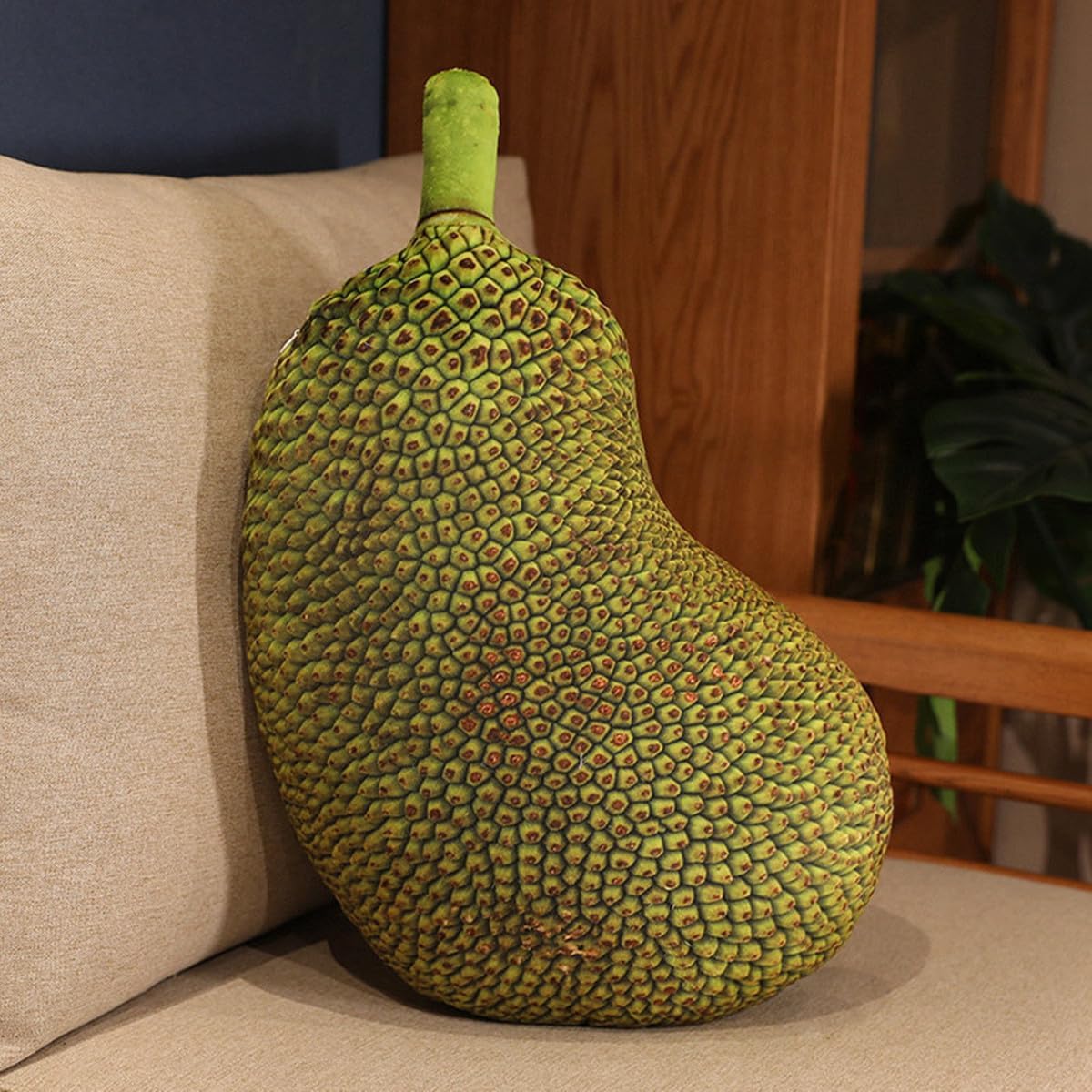 WAIUYIA Simulation Fruit Throw Pillow Kawaii Stuffed Fruit Plush Throw Pillow Decorative Cute Soft Fruit Plush Pillows Cushions for Bed Couch Chair Sofa Home Decor (Jackfruit)