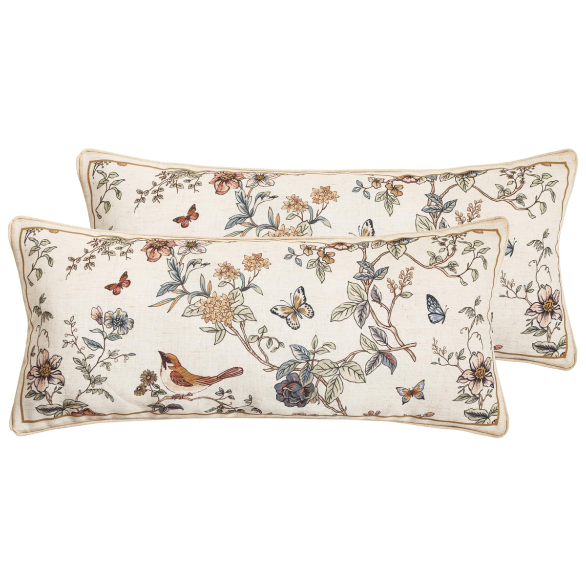 ISAENNE Vintage Elegant Linen Square Throw Pillow Cover,18"x18"-Albano A