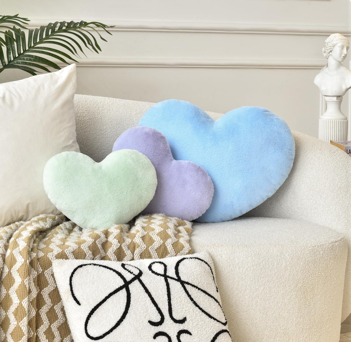 Petrella Purple Throw Pillows, Cute Decorative Heart Pillow 13 x 10 in