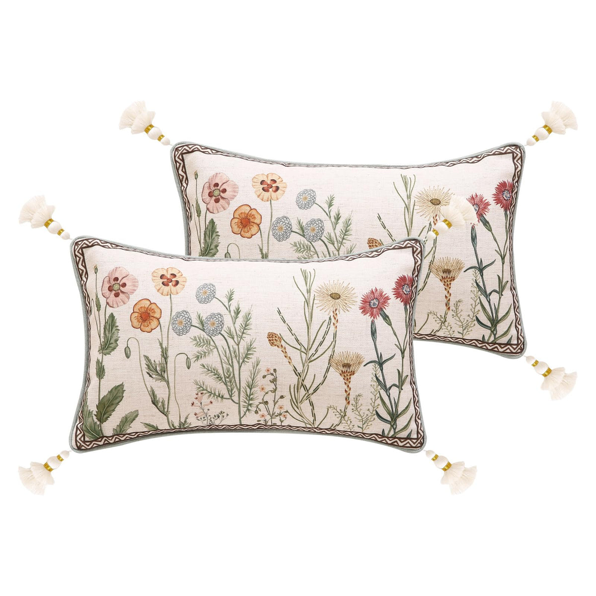 ISAENNE Vintage Elegant Linen Square Throw Pillow Cover,18"x18"-Albano A