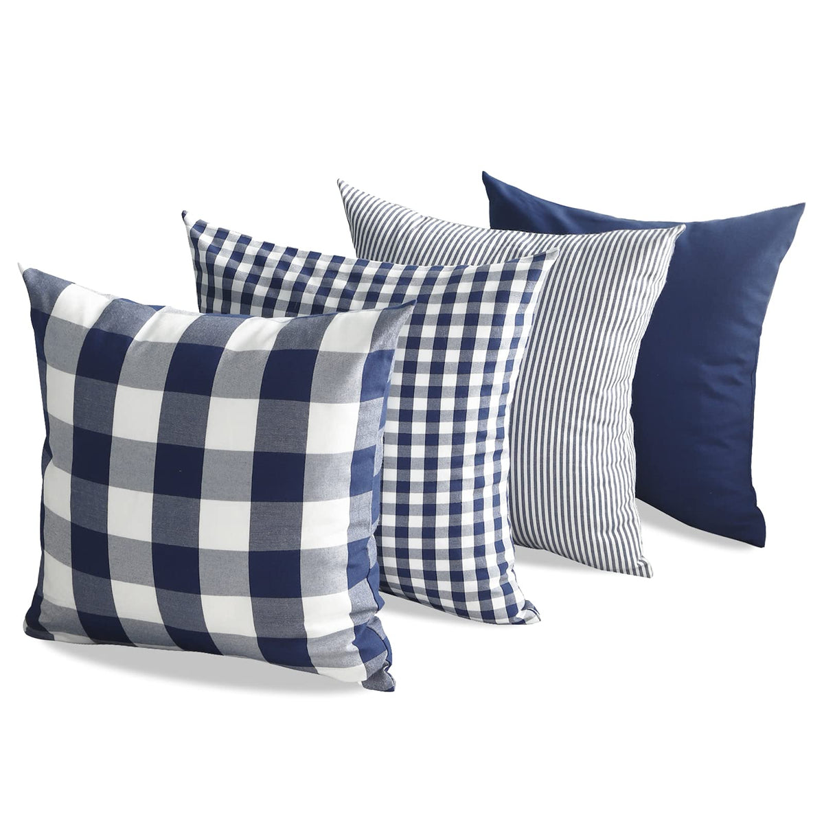 Farmhouse Brown Gingham Checkered Plaid Throw Pillow Covers 20x20 Set of 2