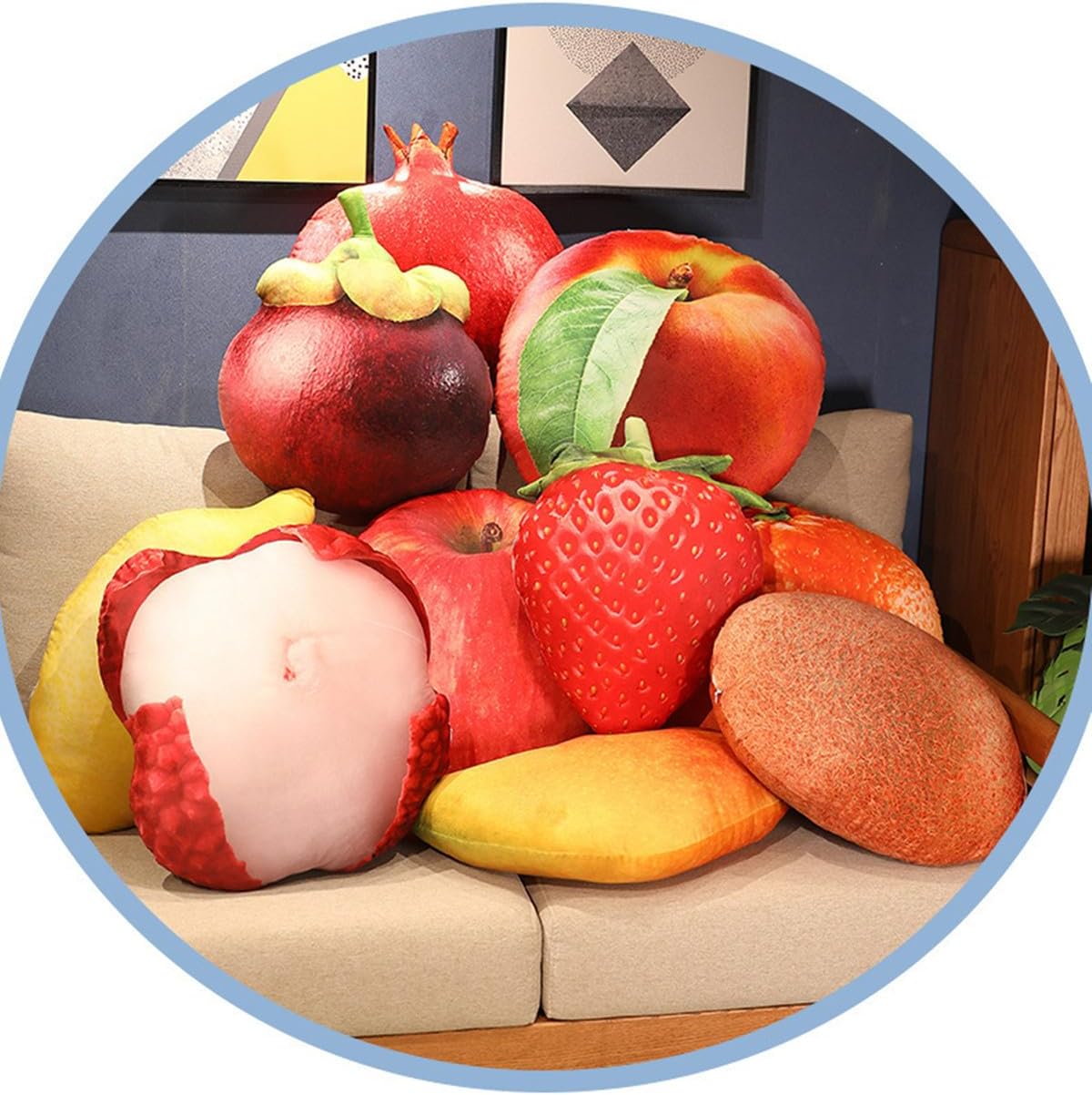 WAIUYIA Simulation Fruit Throw Pillow Kawaii Stuffed Fruit Plush Throw Pillow Decorative Cute Soft Fruit Plush Pillows Cushions for Bed Couch Chair Sofa Home Decor (Jackfruit)