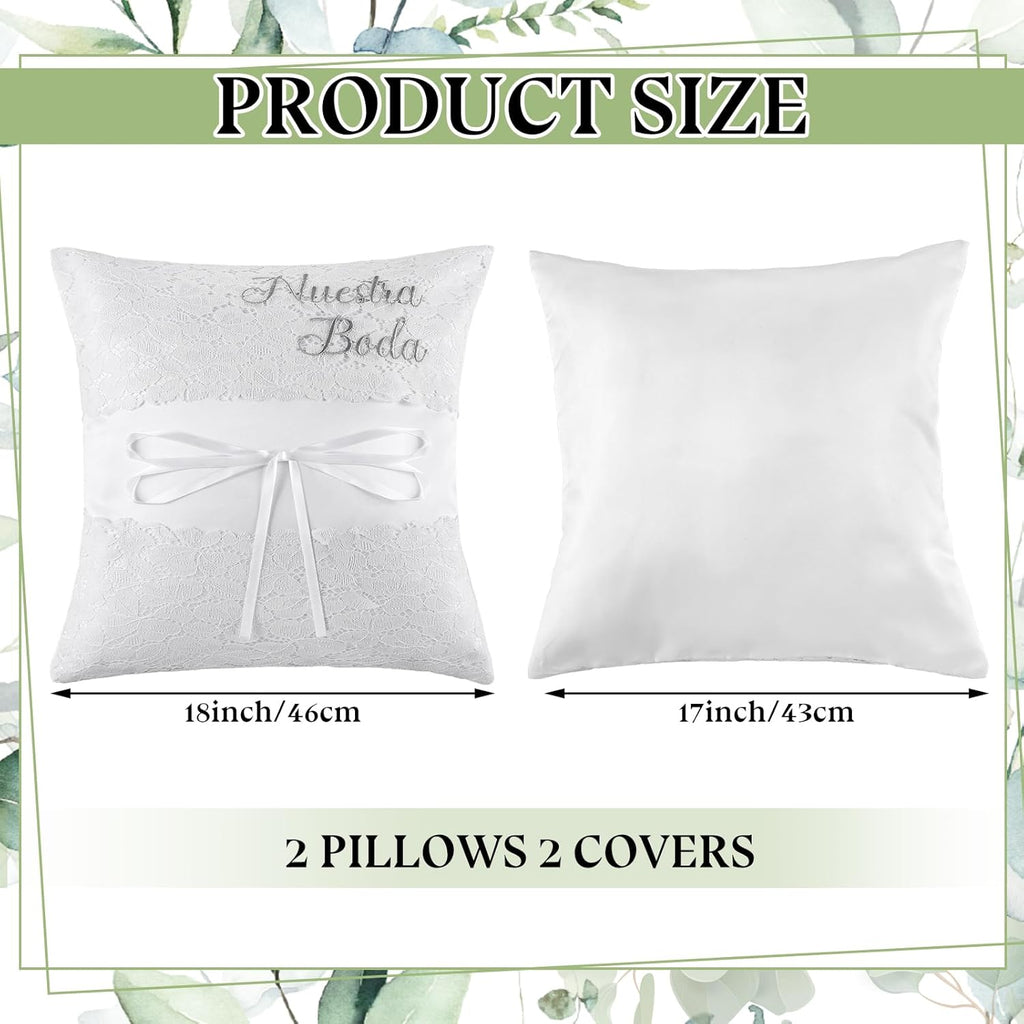 Mixweer 2pcs Wedding Embroidered Kneeling Pillows Covers, Nuestra Boda