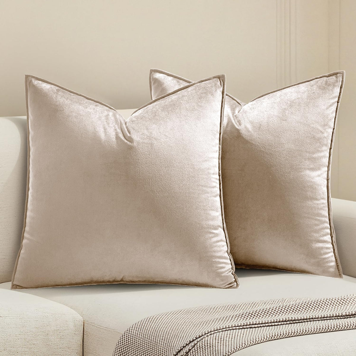 MIULEE Decorative Brown Velvet Throw Pillow Covers for Couch 18x18 Inch