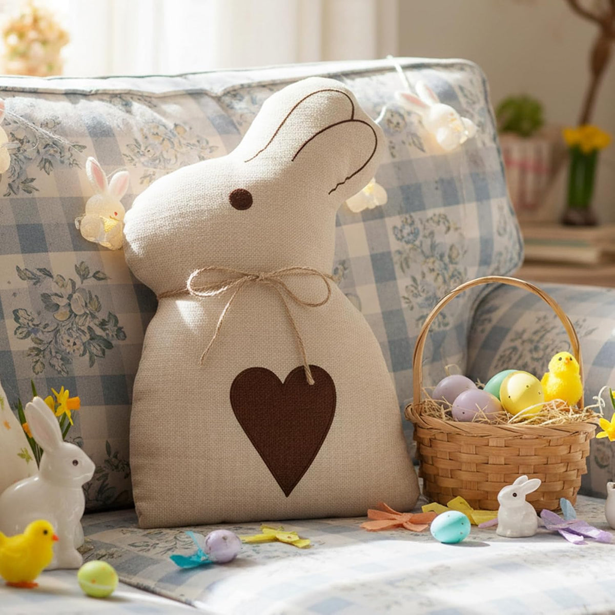 Easter Pillow Bunny Throw Pillows Vintage Easter Decor Bunny Gifts Home Sofa Decor Gift for Adults