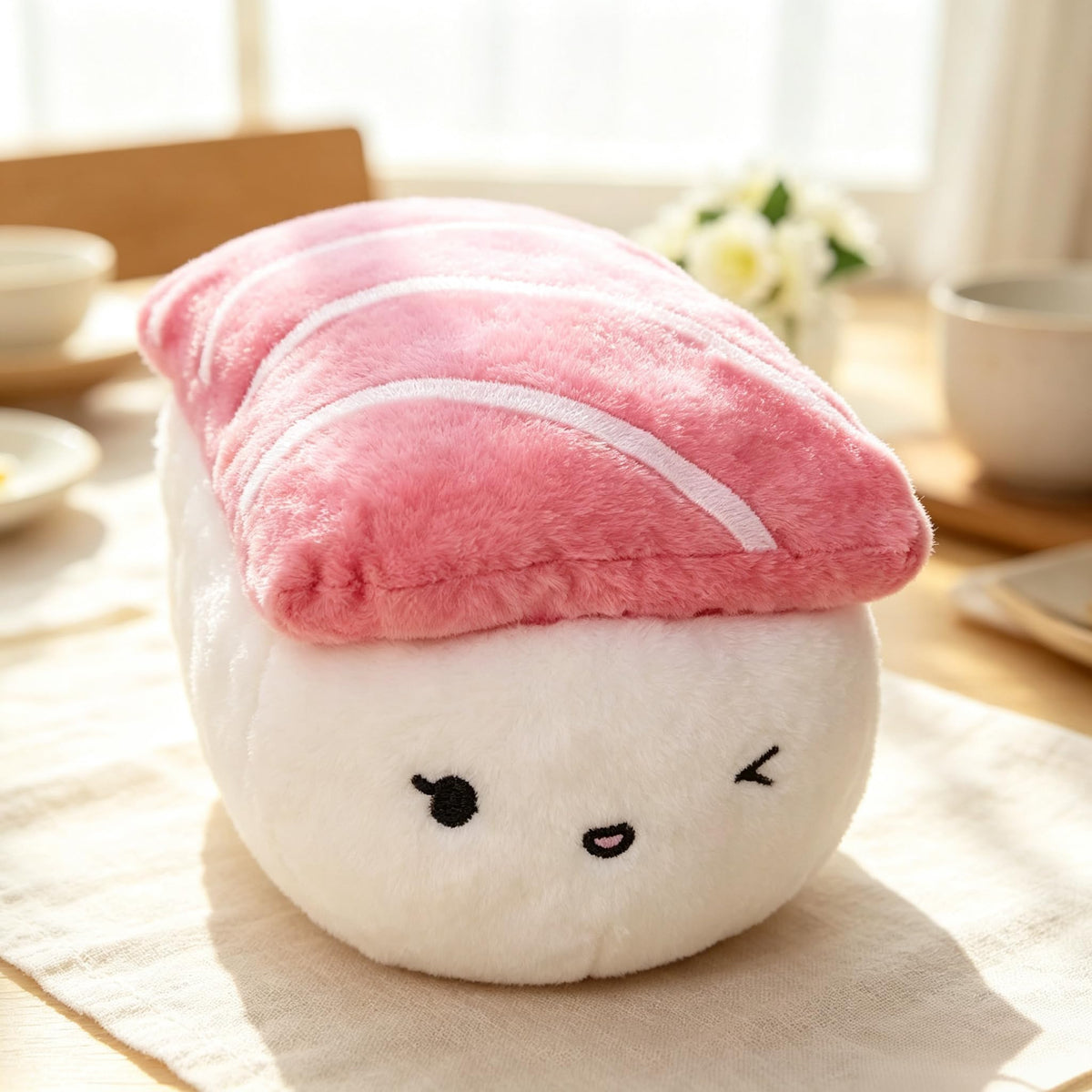 1 Piece Sushi Shaped Plush Throw Pillow Pink Chair Cushion Cute Pillows King Size Couch Pillow Funny Decorative Bed Pillows Fashion Seating Cushions with Bedroom Living Room Decoration (Dark Pink)