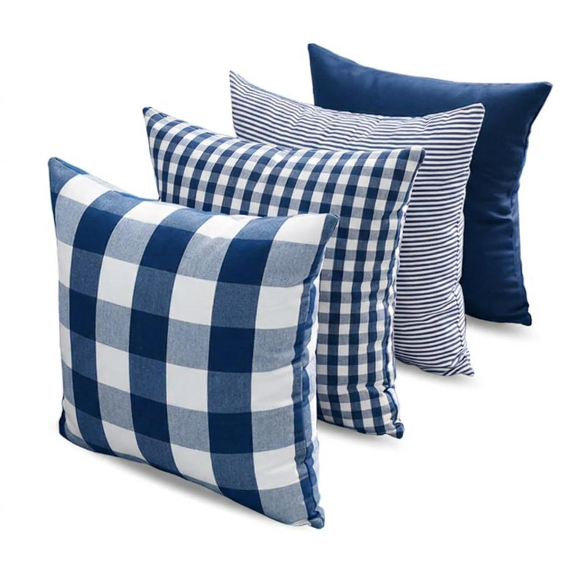 Farmhouse Brown Gingham Checkered Plaid Throw Pillow Covers 20x20 Set of 2