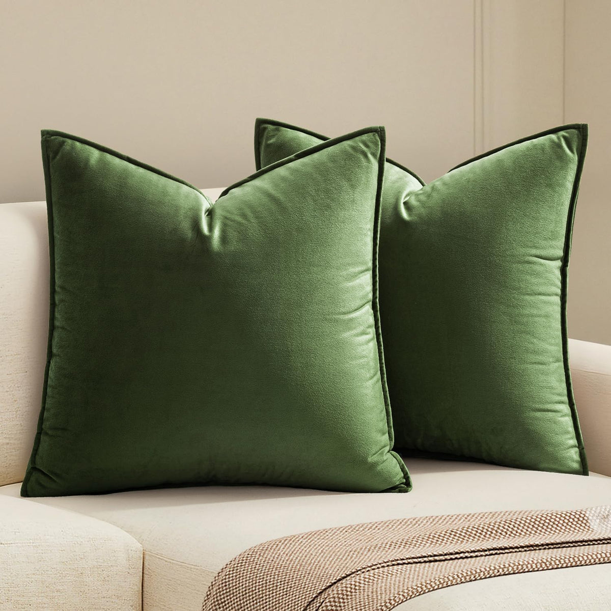 MIULEE Decorative Brown Velvet Throw Pillow Covers for Couch 18x18 Inch