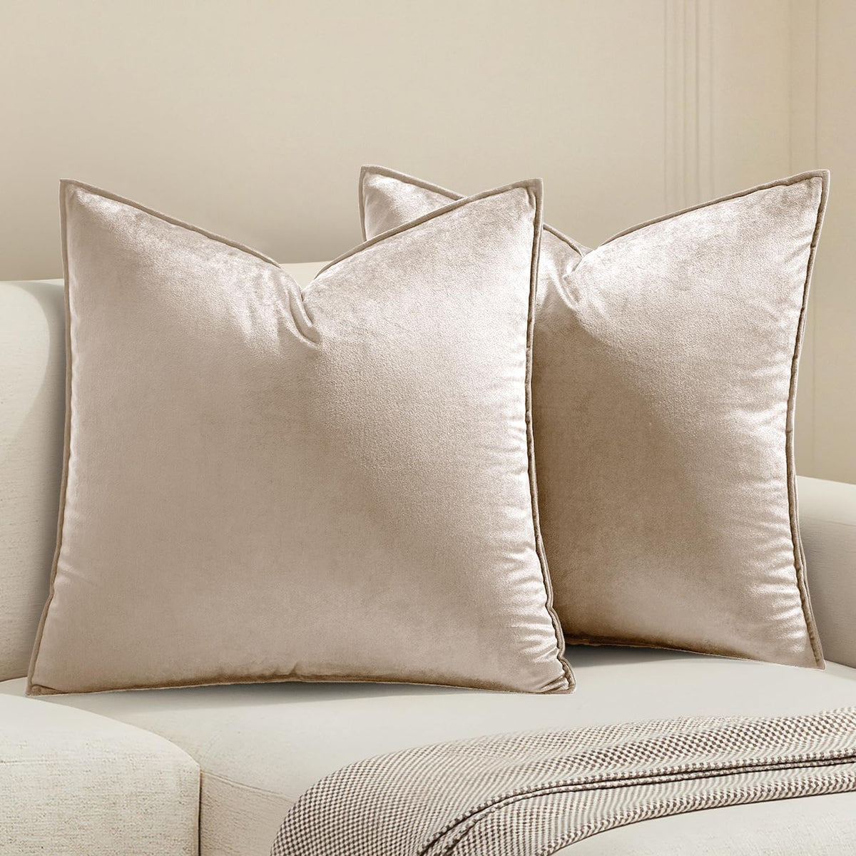MIULEE Decorative Brown Velvet Throw Pillow Covers for Couch 18x18 Inch