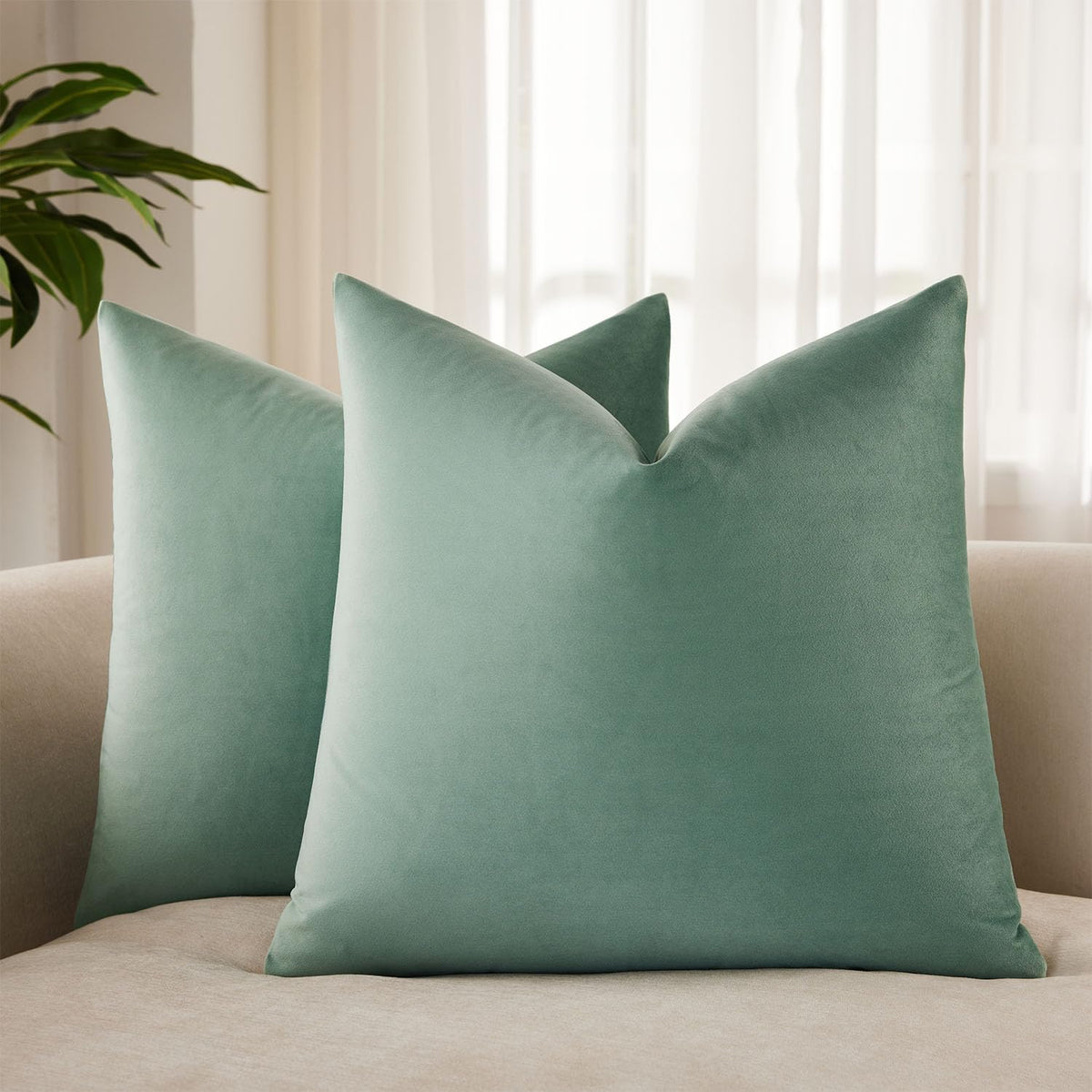 Velvet Throw Pillow Covers 18x18 for Couch Bed Sofa,Eggplant Purple