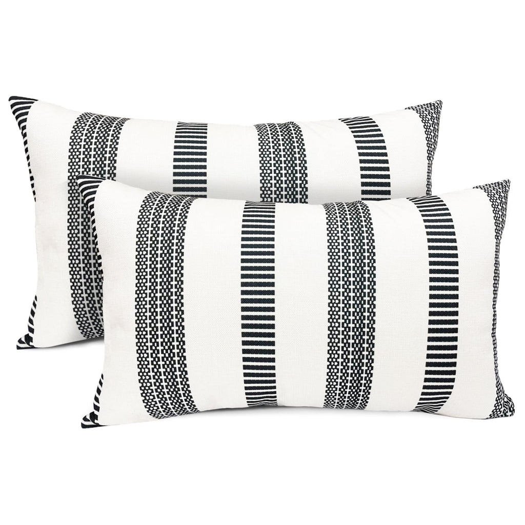 Farmhouse Boho Striped Throw Pillow Covers 18x18 inch Set of 2 Navy Blue