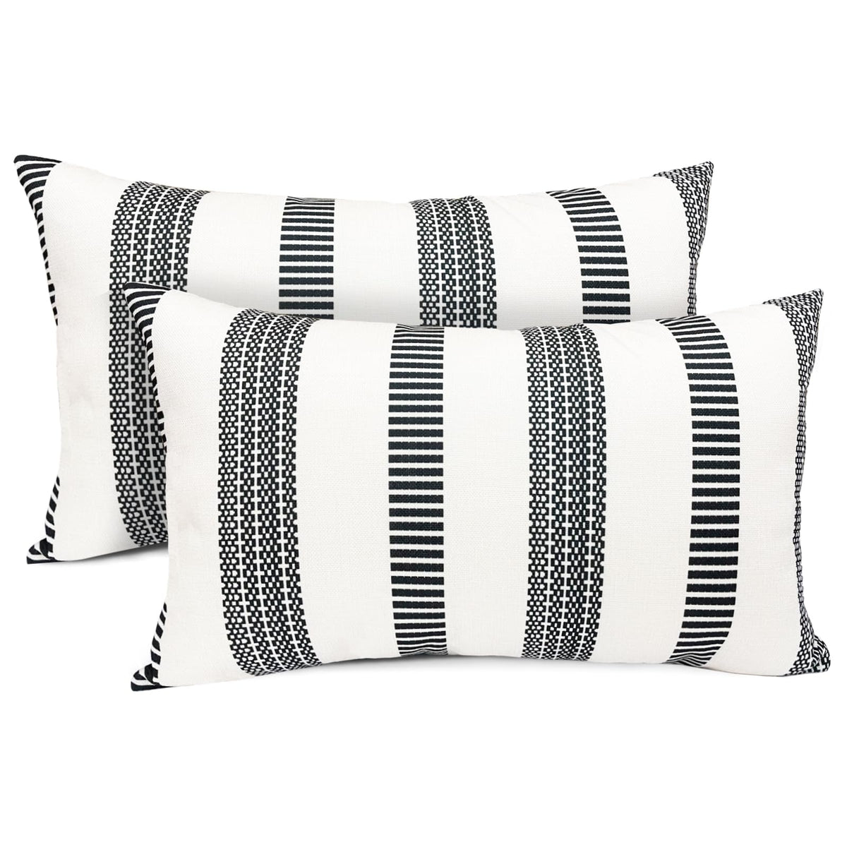 Farmhouse Boho Striped Throw Pillow Covers 18x18 inch Set of 2 Navy Blue