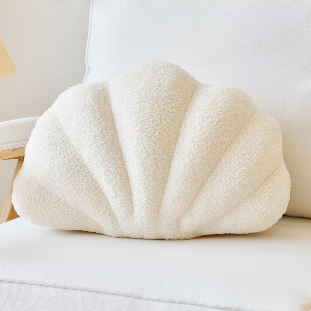 Lfsaaj Ivory Seashell Throw Pillows, Shell Shaped Throw Pillows, 13 Inch Soft Home Decorative Pillow Plush Cushion for Bed Couch Living Sofa Room Decor Accent Throw Pillow