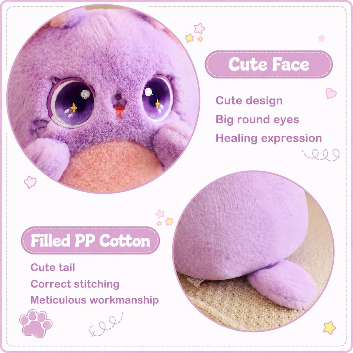Fat Cat Plush Pillow, Green 14 Inch,Cute Stuffed Animal