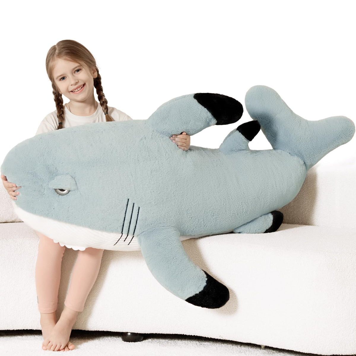 Tezituor 43" Pink Whale Stuffed Animal, Giant Whale Plush Pillow for Girls