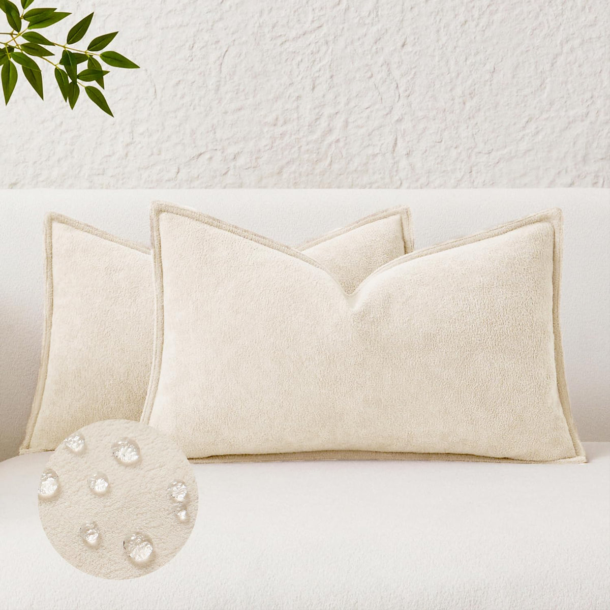 Kevin Textile Soft Waterproof Pillow Covers 20x20 Inch 2 Pack, Moss Green