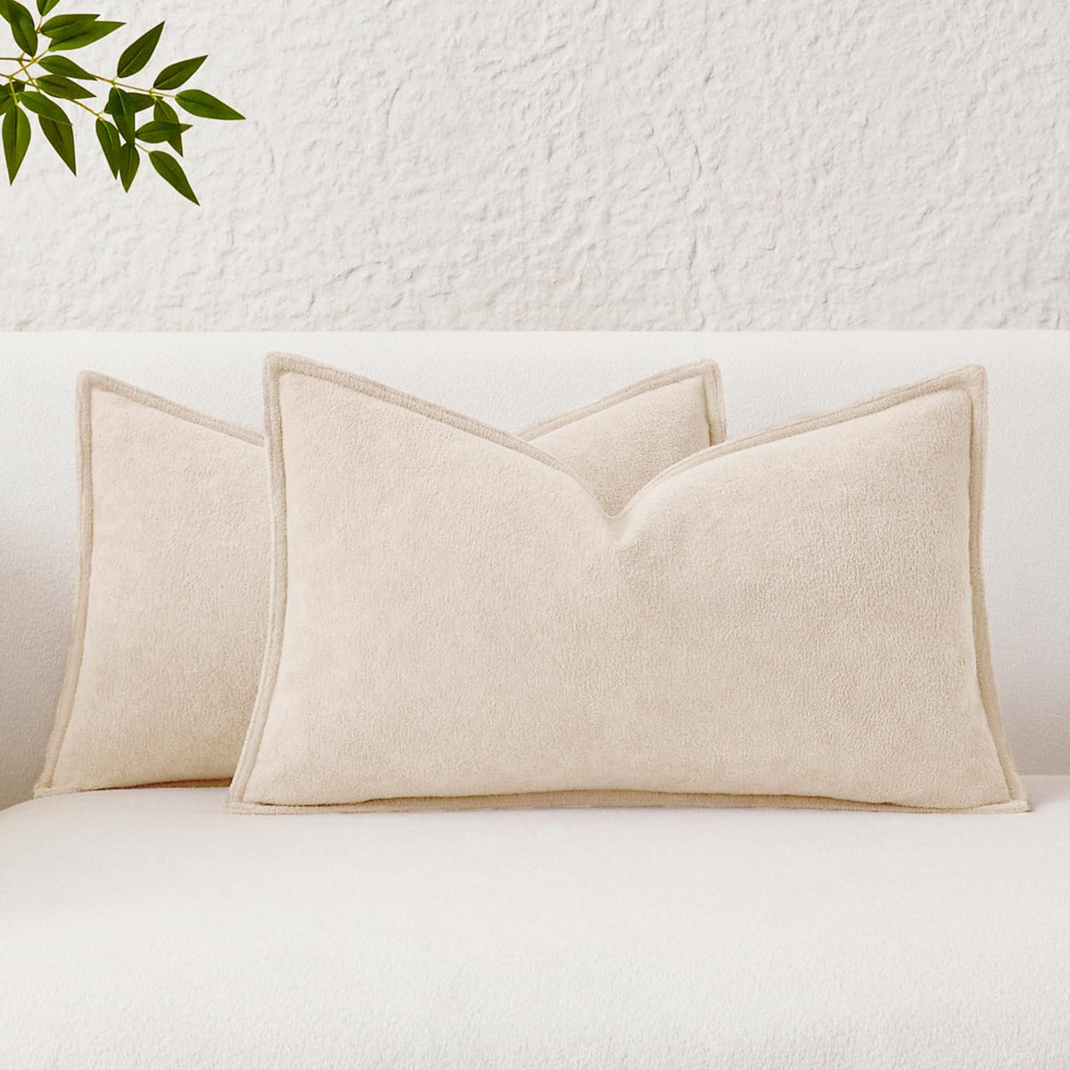 Kevin Textile Soft Waterproof Pillow Covers 20x20 Inch 2 Pack, Moss Green