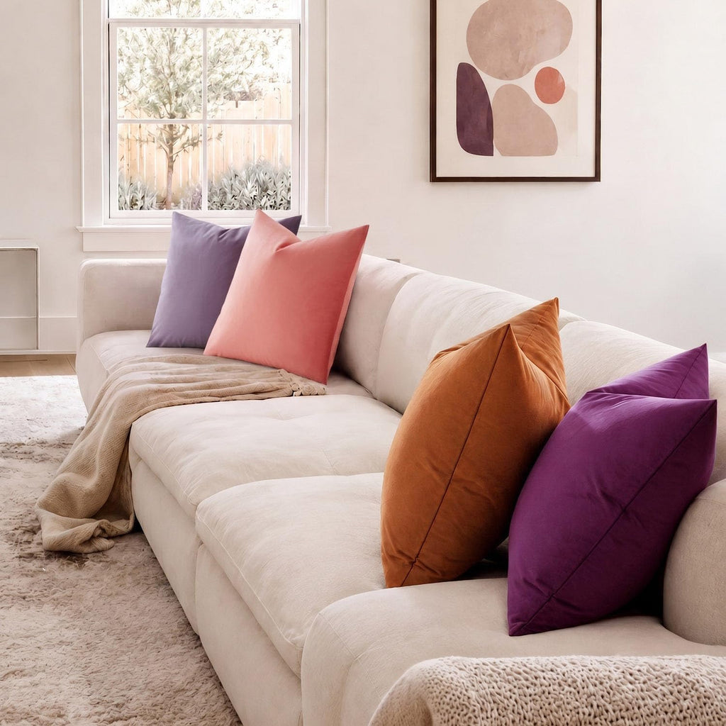 Velvet Throw Pillow Covers 18x18 for Couch Bed Sofa,Eggplant Purple