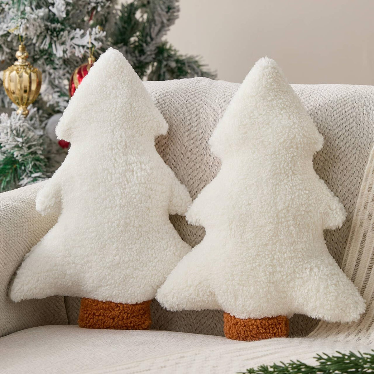 Allorry Christmas Pillows,Christmas Tree Pillow Set of 2 Cute Xmas Tree Shaped Plush Pillow Stuffed Christmas Decor for Party Home Sofa Cushion Bed Decorations(12.2 Inch) WL-006B