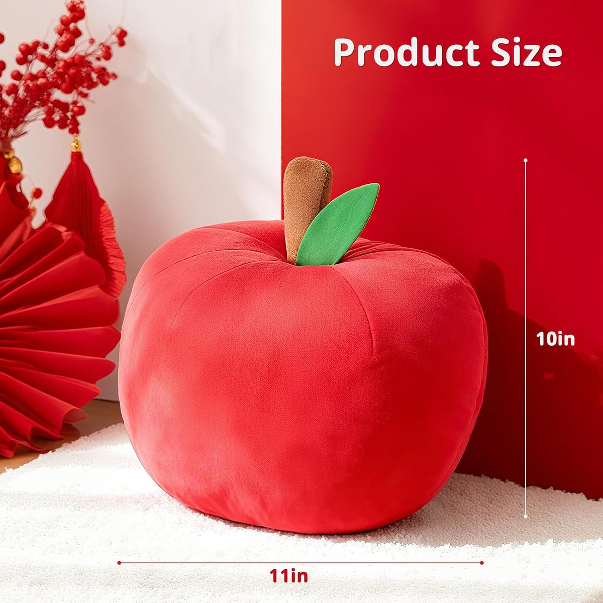LANPU Cute Apple Shaped Plush Pillow – Soft Fruit Cushion for Couch