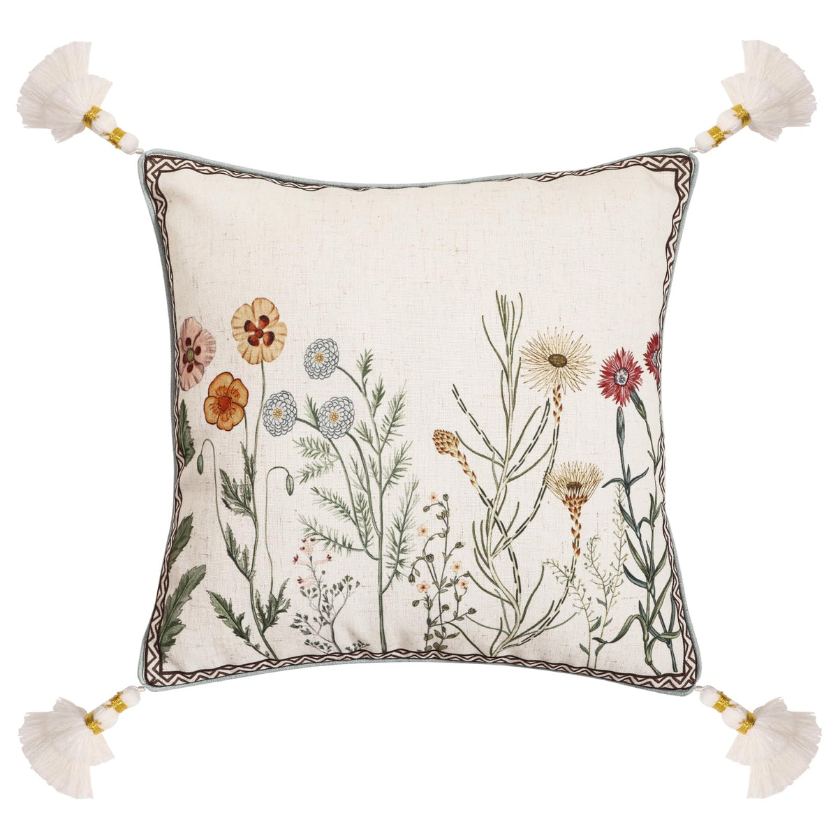ISAENNE Vintage Elegant Linen Square Throw Pillow Cover,18"x18"-Albano A