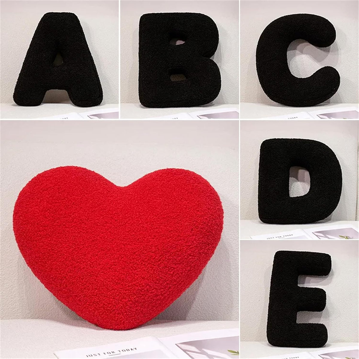 MOJUN Black Letter Pillows Cute Soft Plush Initial Letter Throw Cushion Decorative English Alphabet A to Z Letter Hugging Throw Pillows for Sofa Couch Bed Car Living Room Decoration Photo Prop, H