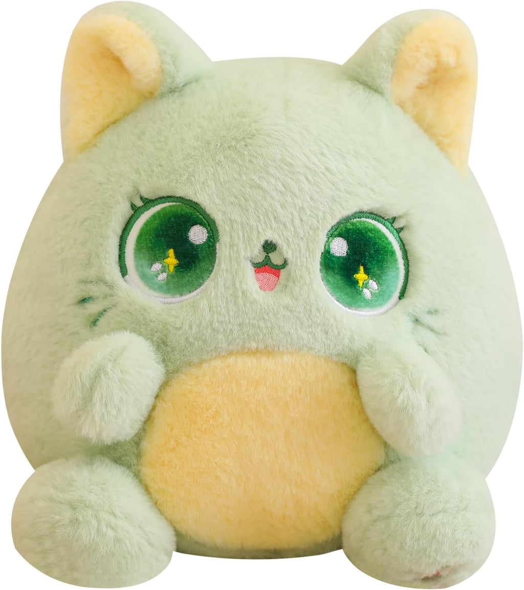Fat Cat Plush Pillow, Green 14 Inch,Cute Stuffed Animal