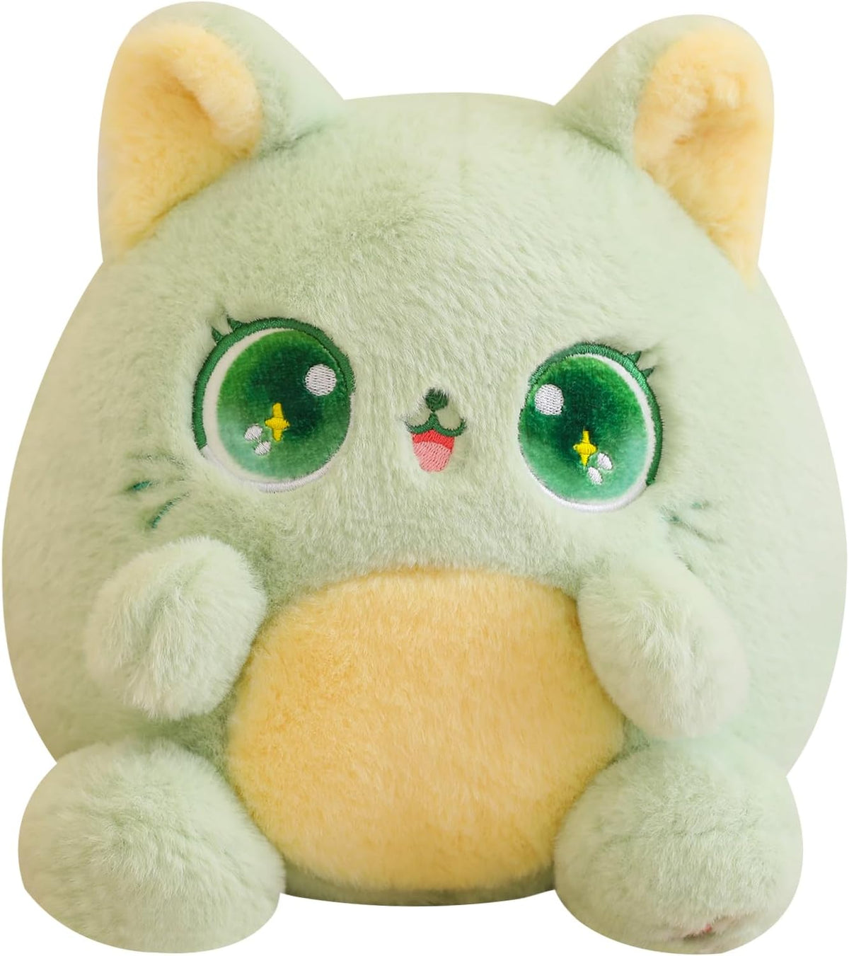 Fat Cat Plush Pillow, Green 14 Inch,Cute Stuffed Animal