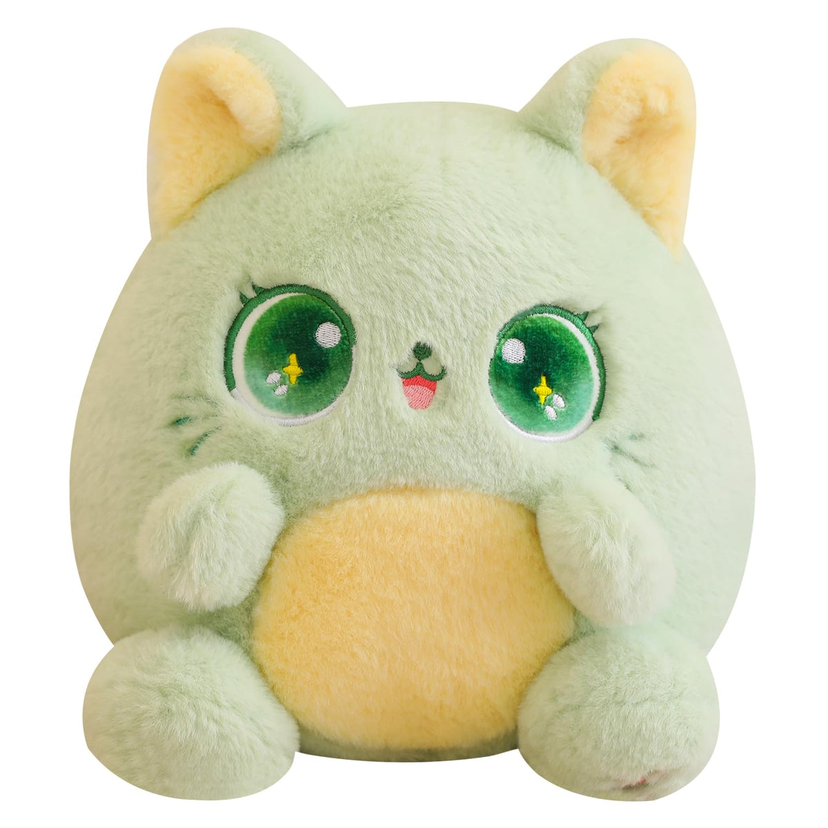 Fat Cat Plush Pillow, Green 14 Inch,Cute Stuffed Animal