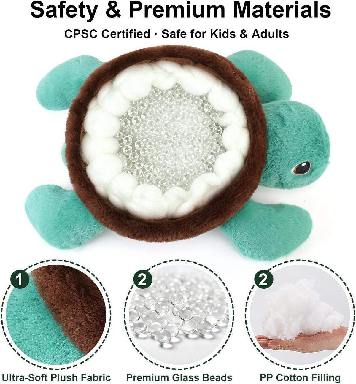 gnomantic Turtle Weighted Stuffed Animals, Plush Pillow for Kids