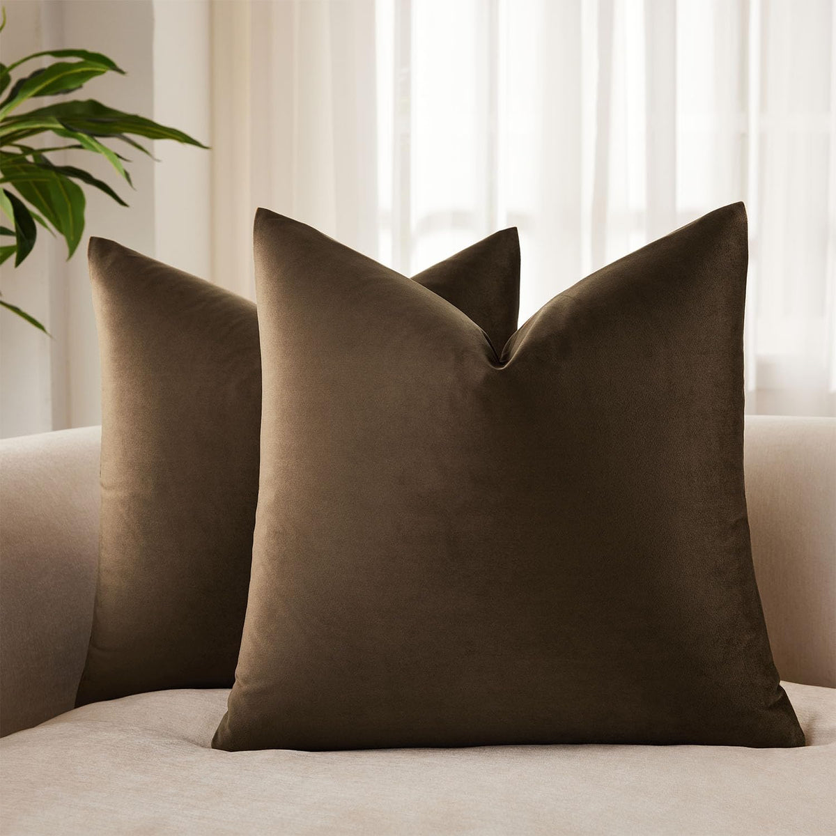 Velvet Throw Pillow Covers 18x18 for Couch Bed Sofa,Eggplant Purple