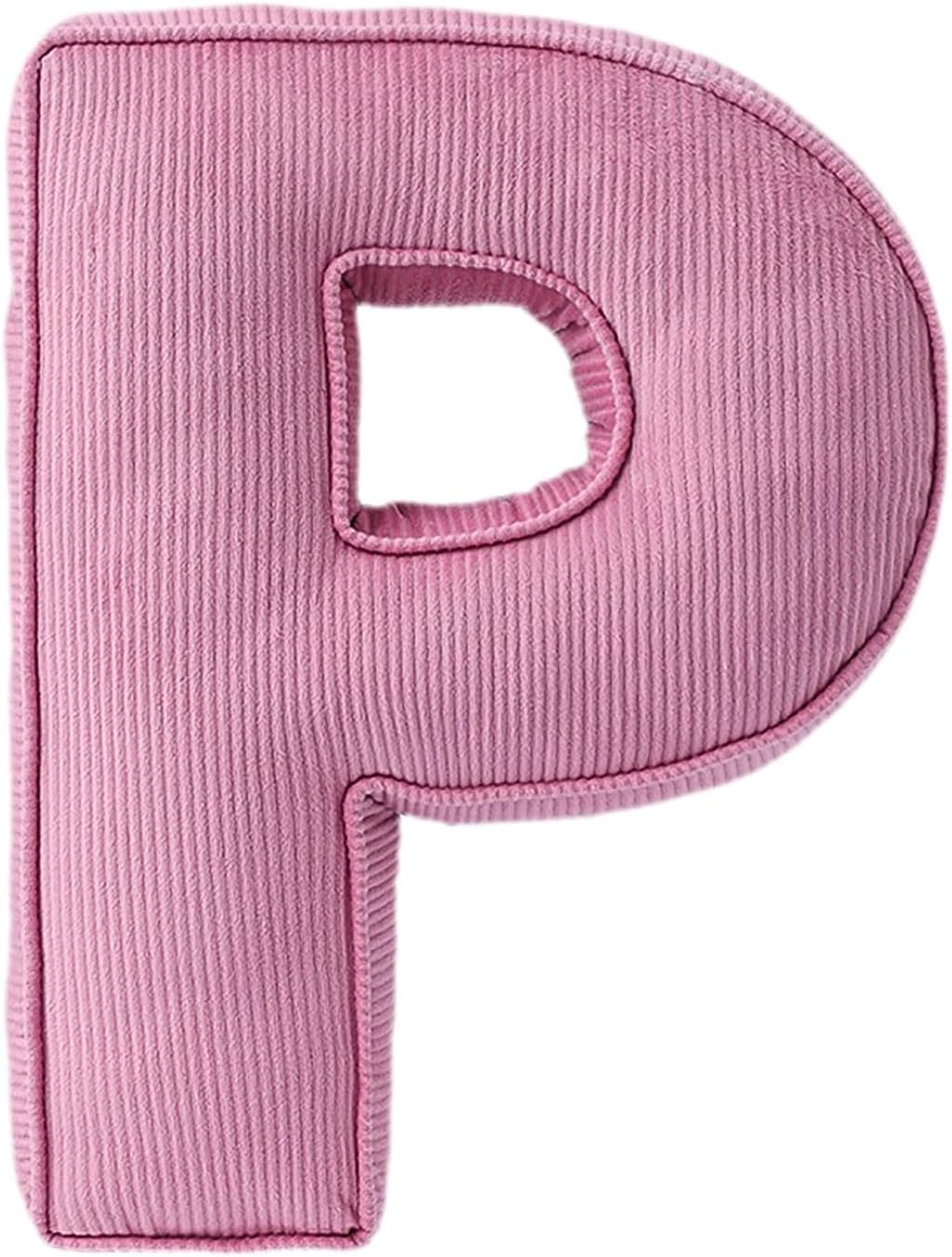 Pink Letter Plush Pillow, Letter Hugging Throw Pillows, Decorative Corduroy Initial Letter Shaped Throw Pillows, Alphabet Pillows A to Z for Sofa Bedroom Living Room (13.39, Inches, 3.54, Inches, P)