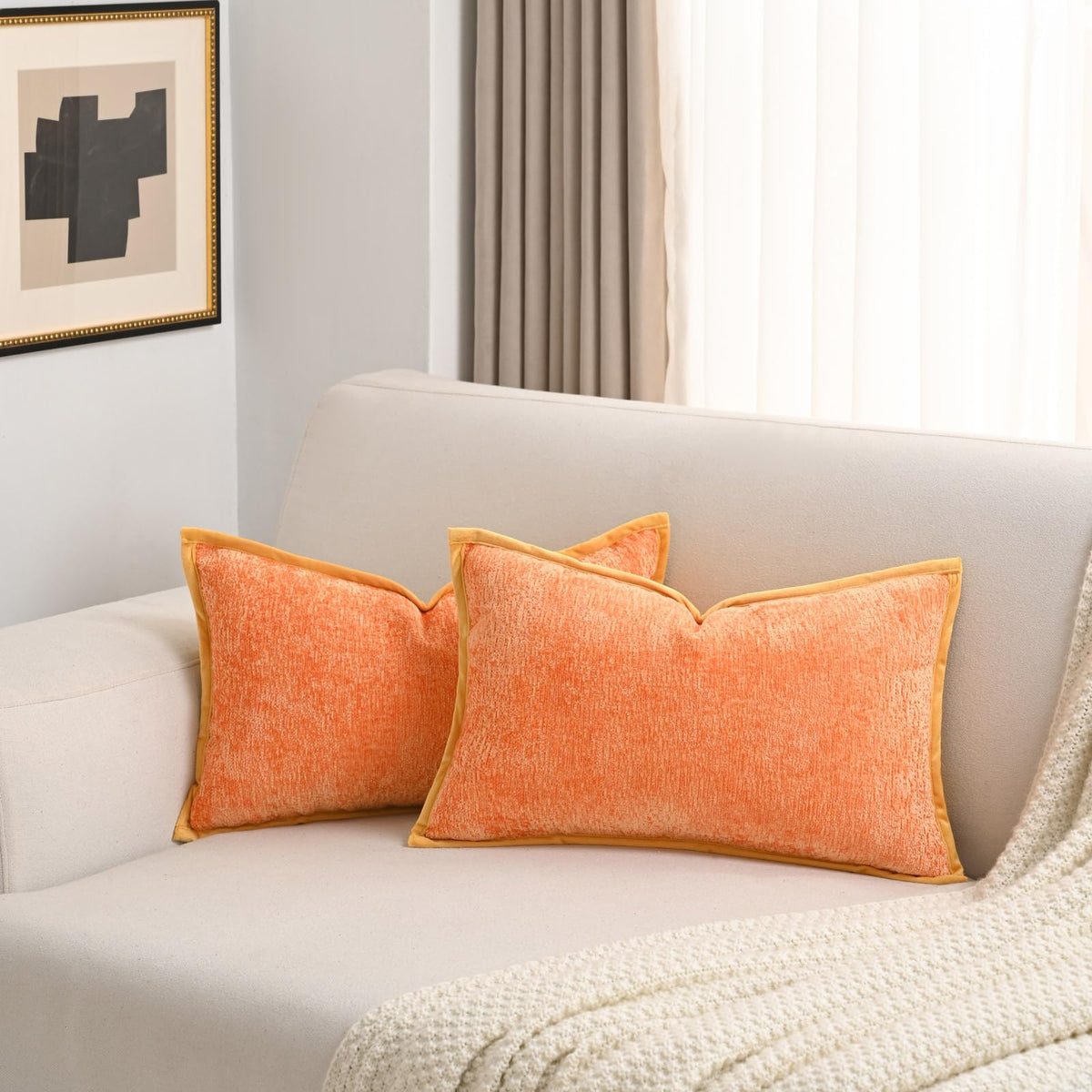 FUTEI Pack of 2 Chenille Soft Throw Pillow Covers 18x18 Inch, Hot Pink