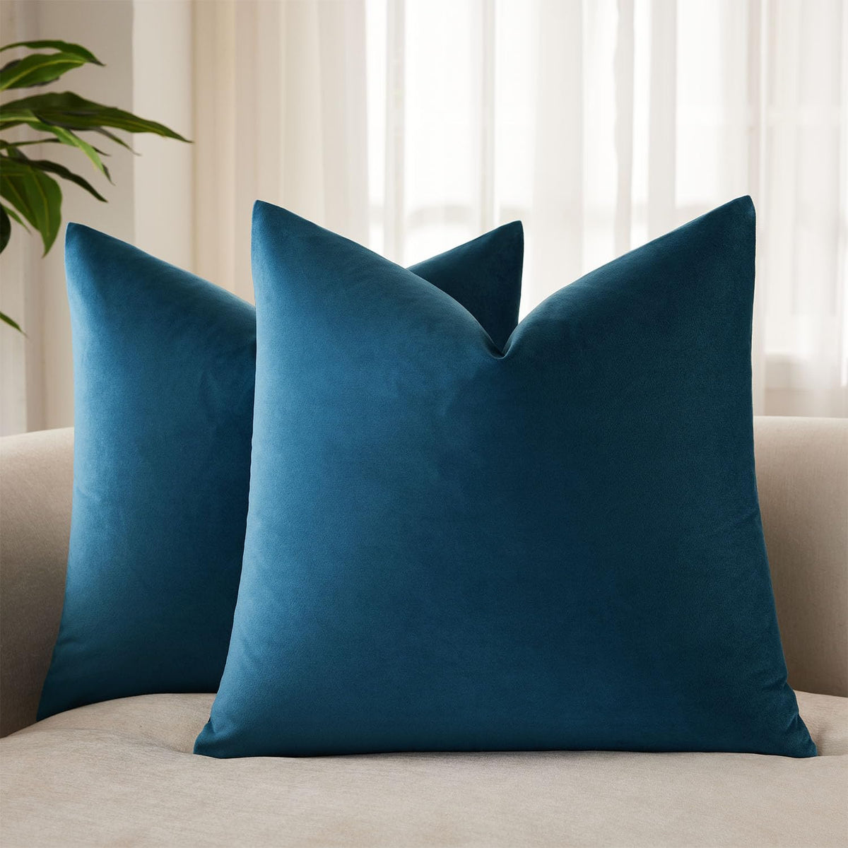 Velvet Throw Pillow Covers 18x18 for Couch Bed Sofa,Eggplant Purple