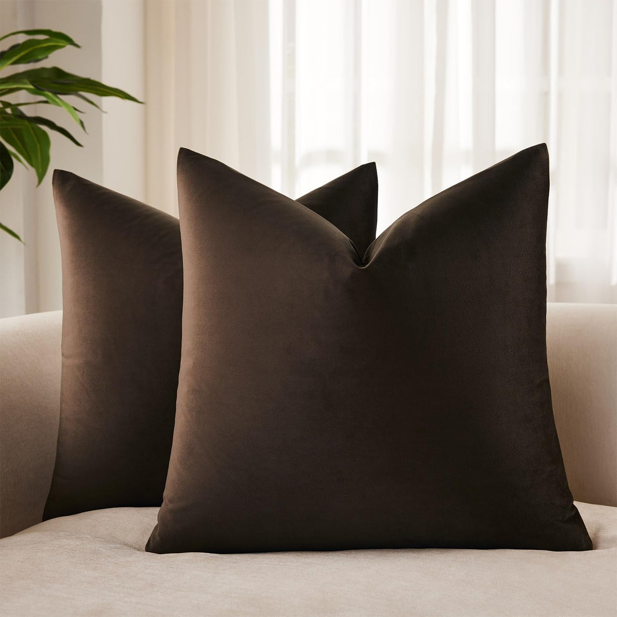 Velvet Throw Pillow Covers 18x18 for Couch Bed Sofa,Eggplant Purple