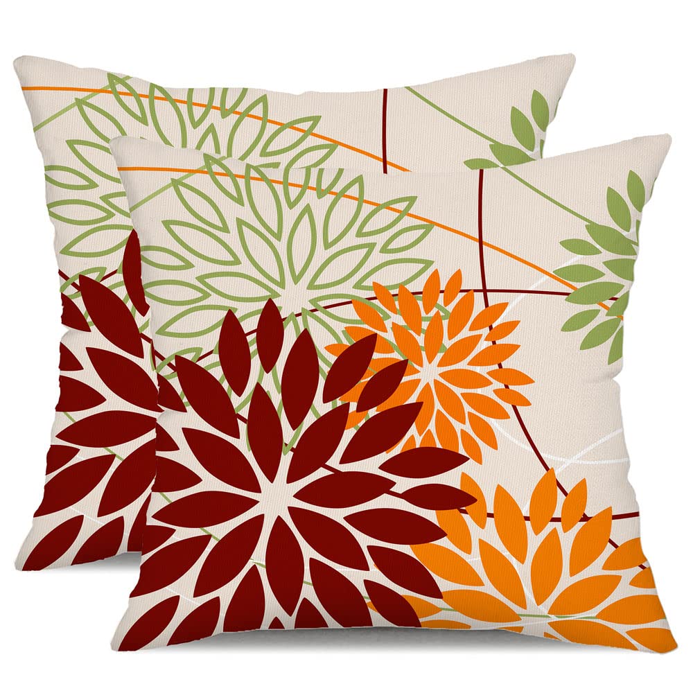 DFXSZ Blue Gray Floral Outdoor Pillow Covers 18x18 Set of 2 Waterproof