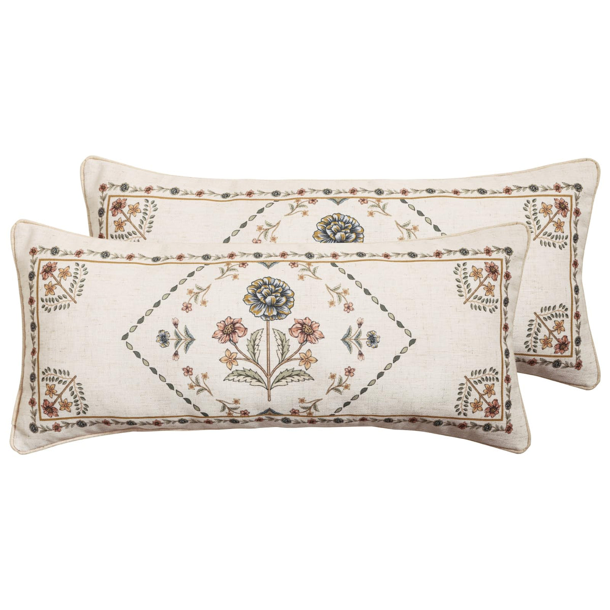 ISAENNE Vintage Elegant Linen Square Throw Pillow Cover,18"x18"-Albano A
