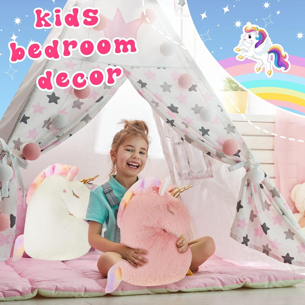 Maitys 2 Pcs Decorative Pillows for Girls, Birthday Gift,Pink, White