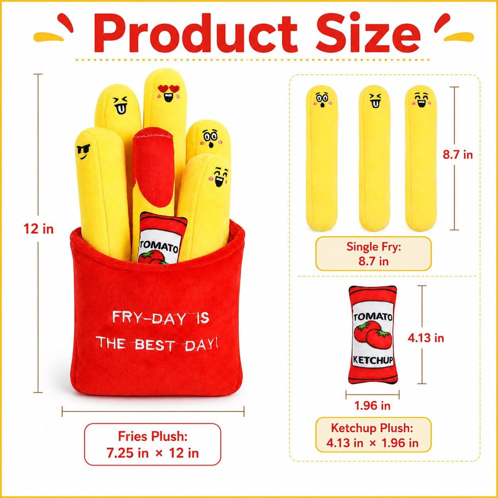 ChezMax Emotional Support Fries Stuffed Plush - Cute Funny Plushie Pillow