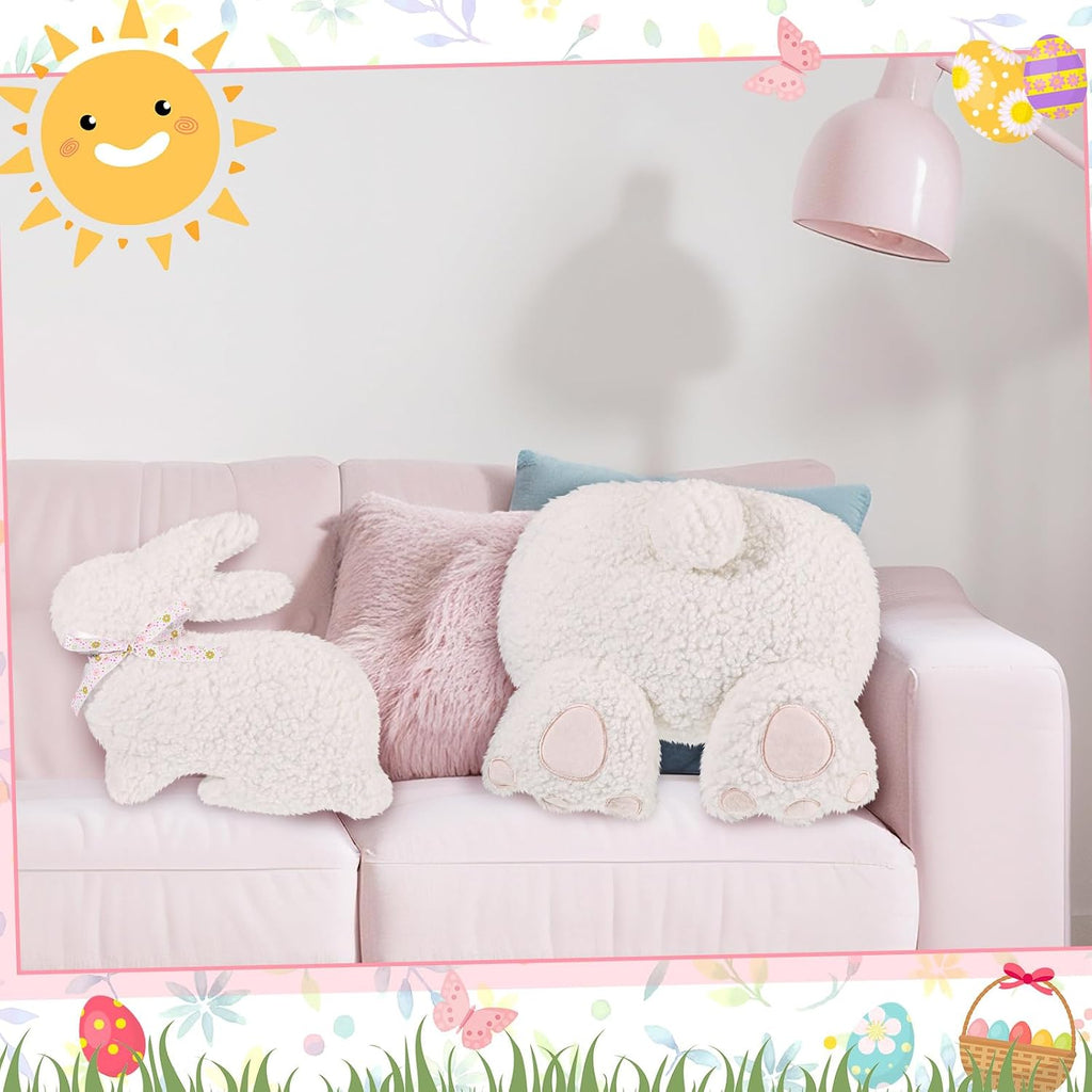 Yuntau 2 Pieces Easter Pillows Bunny Butt Shaped Throw Bunny Stuffed Hugging Cuddly Huggable Rabbit Pillow Decoration for Easter Birthday Bedroom Sofa Couch