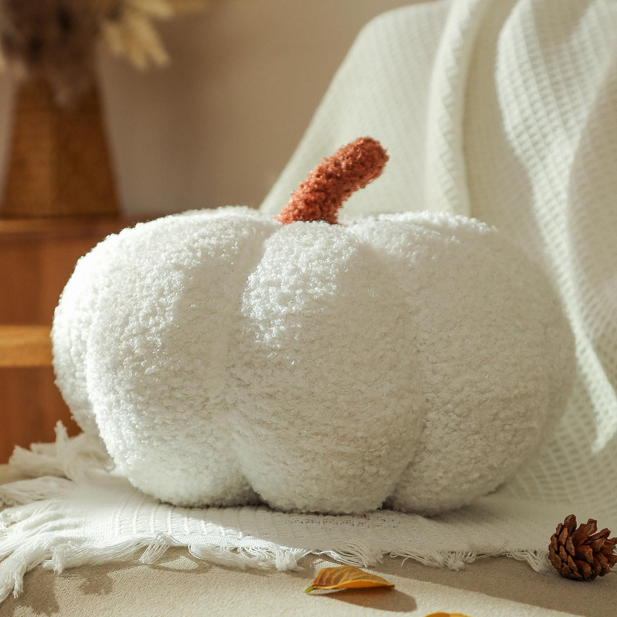 YRXRUS Halloween Pumpkin Pillows, Brown Pumpkin Shaped Throw Pillows Gifts, Fall Room Decoration, Small Cute Halloween Pillow, Teddy Fleece Small Cute 4x7 Inches Pillow for Natural Decor