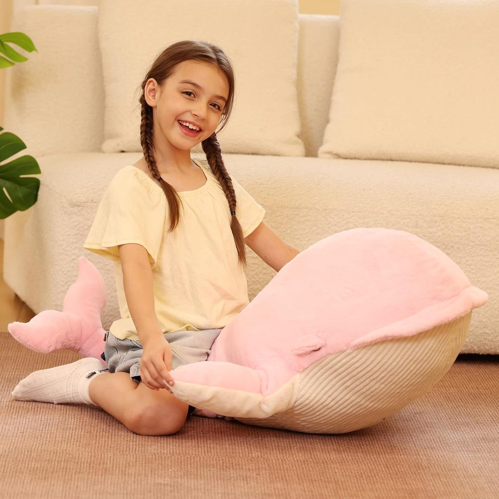Tezituor 43" Pink Whale Stuffed Animal, Giant Whale Plush Pillow for Girls