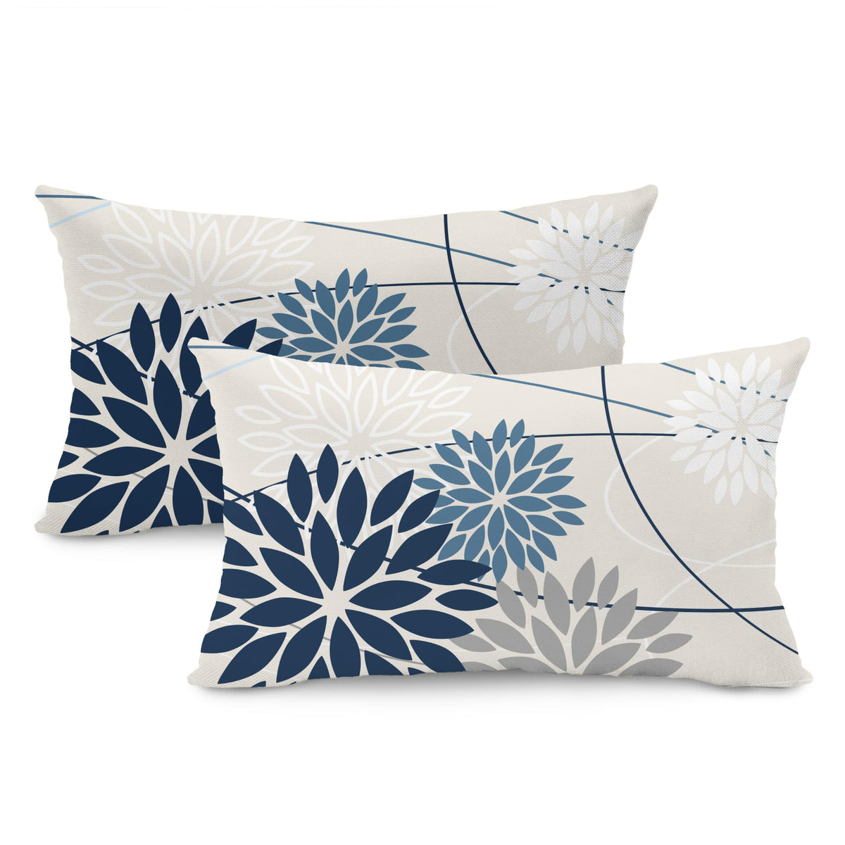 DFXSZ Blue Gray Floral Outdoor Pillow Covers 18x18 Set of 2 Waterproof