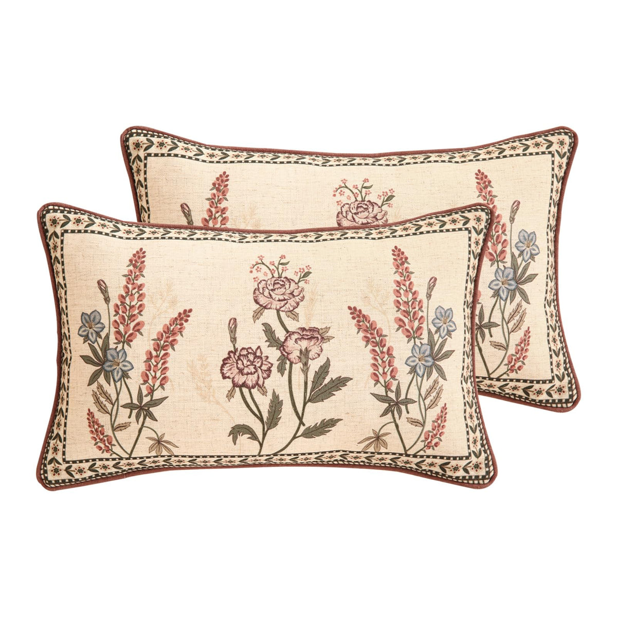 ISAENNE Vintage Elegant Linen Square Throw Pillow Cover,18"x18"-Albano A