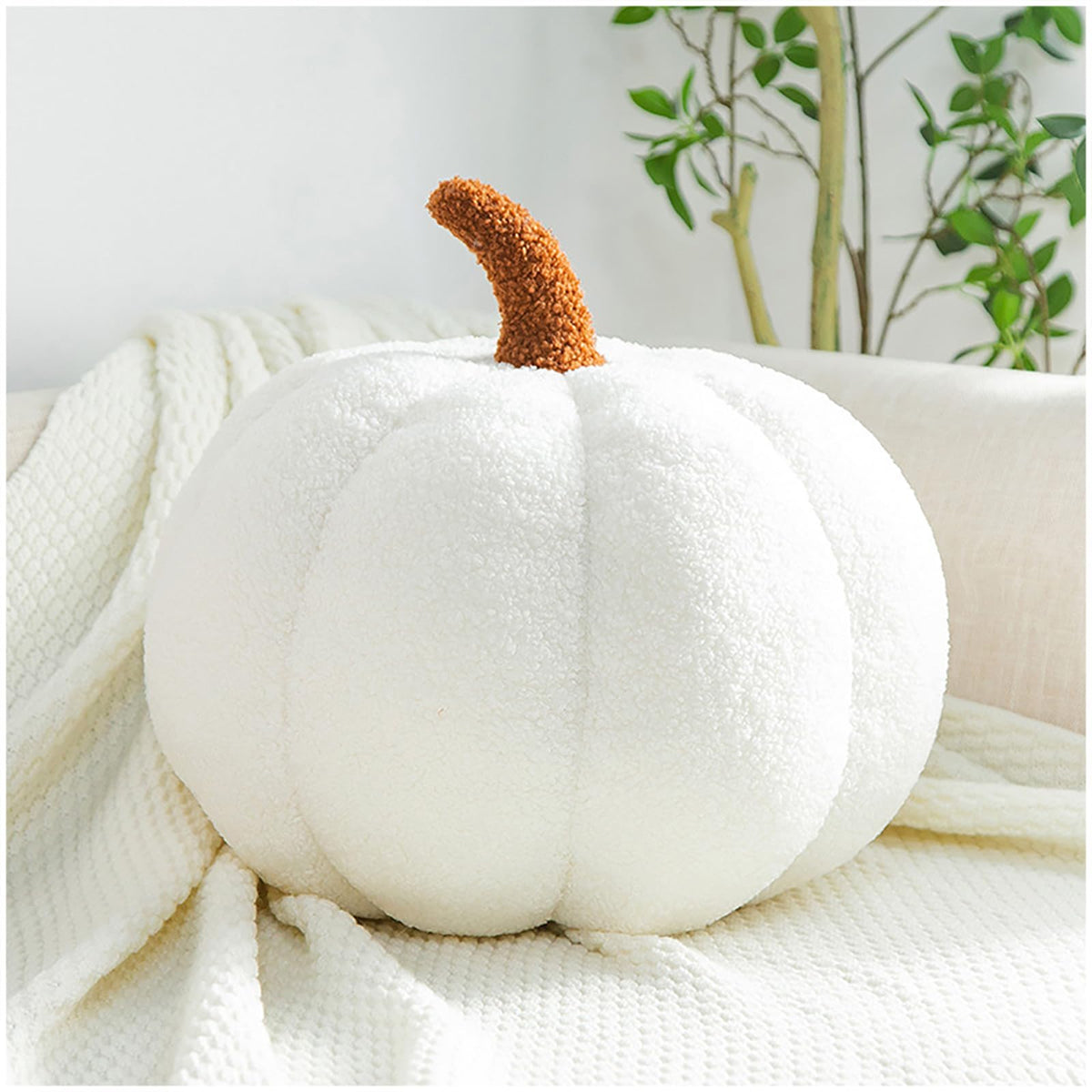 Pumpkin Pillows Fall Decor Dark Green Plush Sherpa Pumpkin Decor Pillow for Couch Bed Home Halloween Thanksgiving Party,11.02 inch