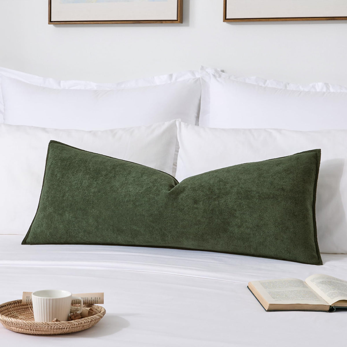 Kevin Textile Soft Waterproof Pillow Covers 20x20 Inch 2 Pack, Moss Green