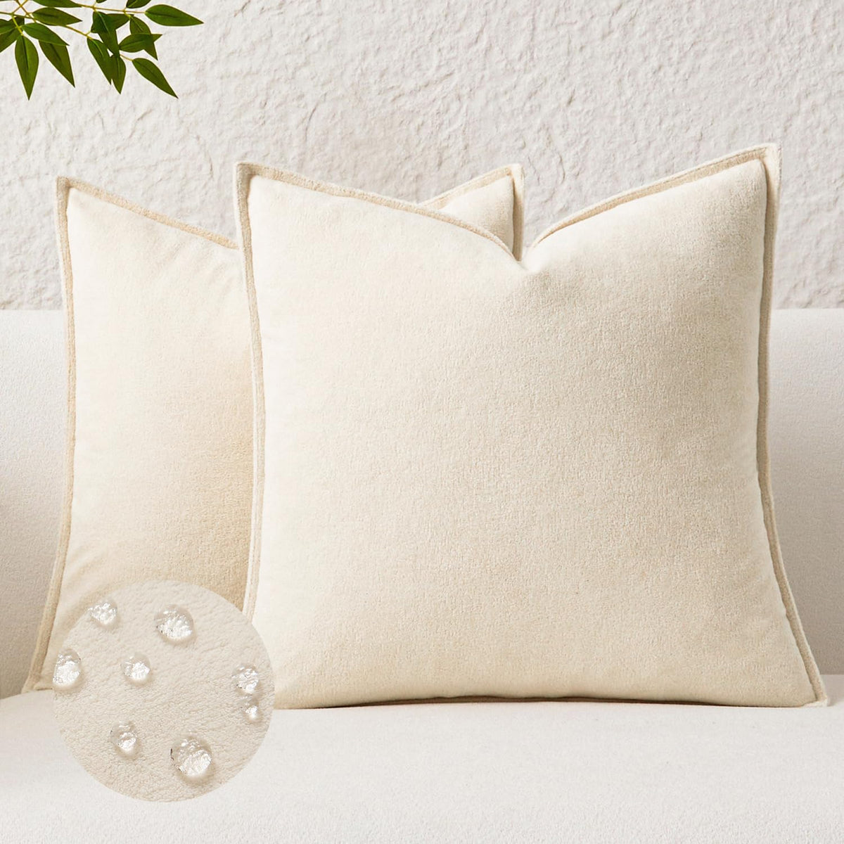 Kevin Textile Soft Waterproof Pillow Covers 20x20 Inch 2 Pack, Moss Green