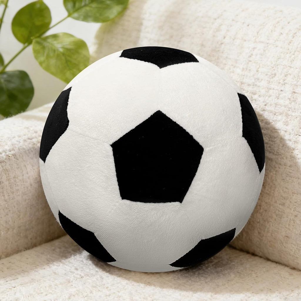 Soccer Ball Pillow, Soft Stuffed Round Plush Throw Pillow, 8 Inch