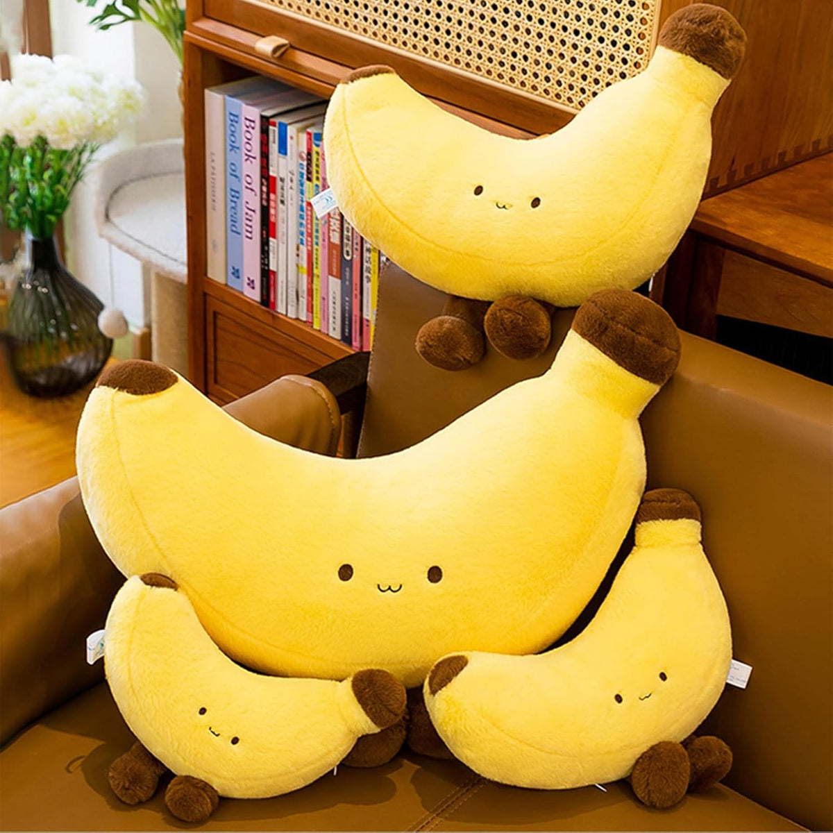 Banana Pillow,Soft Banana Shaped Decorative Throw Pillows with Foot,Cute Yellow Fruit Pillow for Bed,Chair,Sofa,Desk (Yellow-18inch)