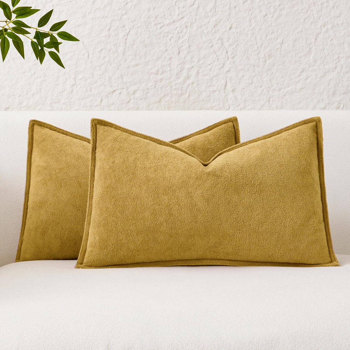 Kevin Textile Soft Waterproof Pillow Covers 20x20 Inch 2 Pack, Moss Green